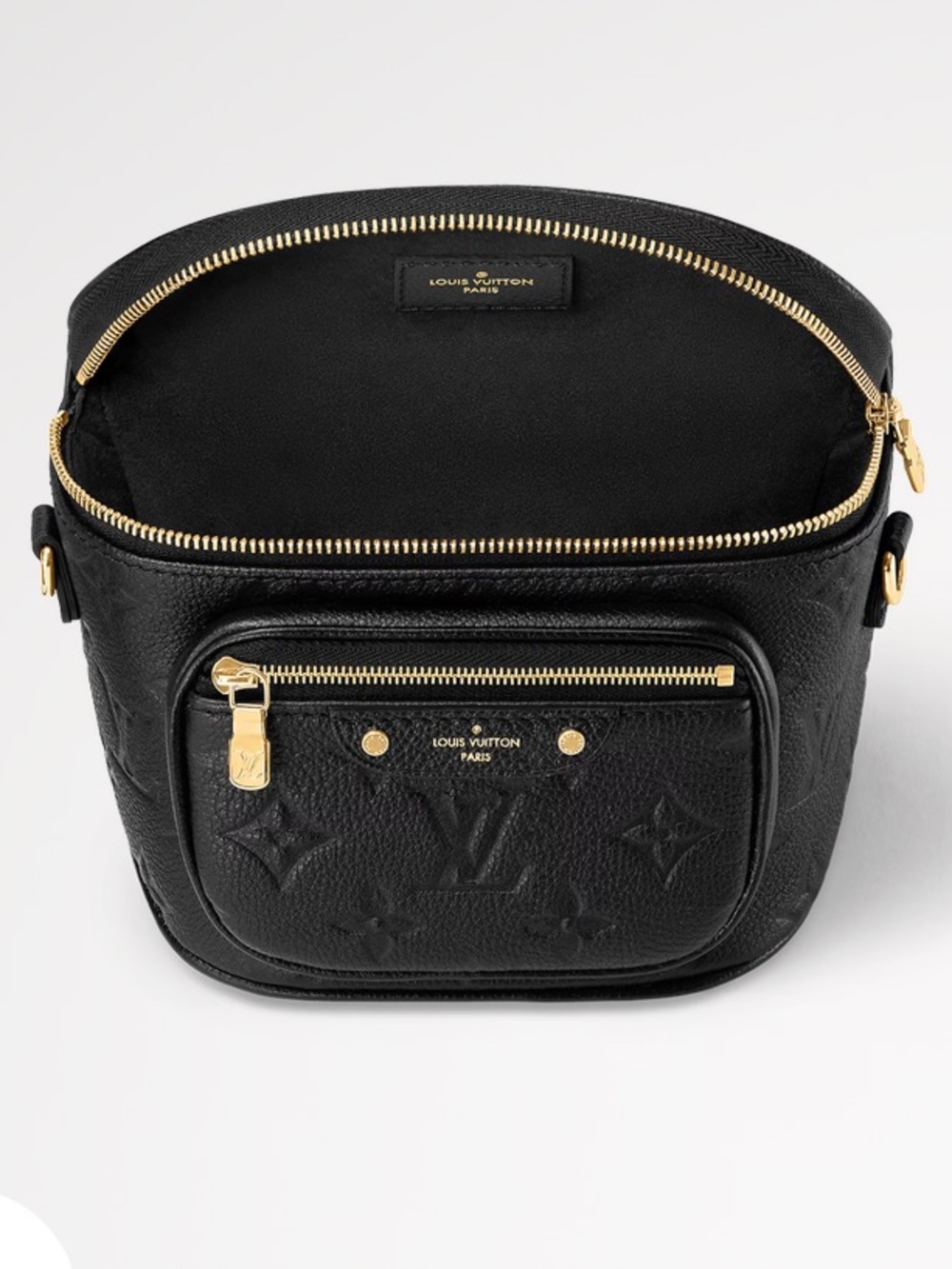 🌟💫 EUC! Louis Vuitton Black Leather Crossbody Belt Bag Gold Chain - Picture 8 of 11